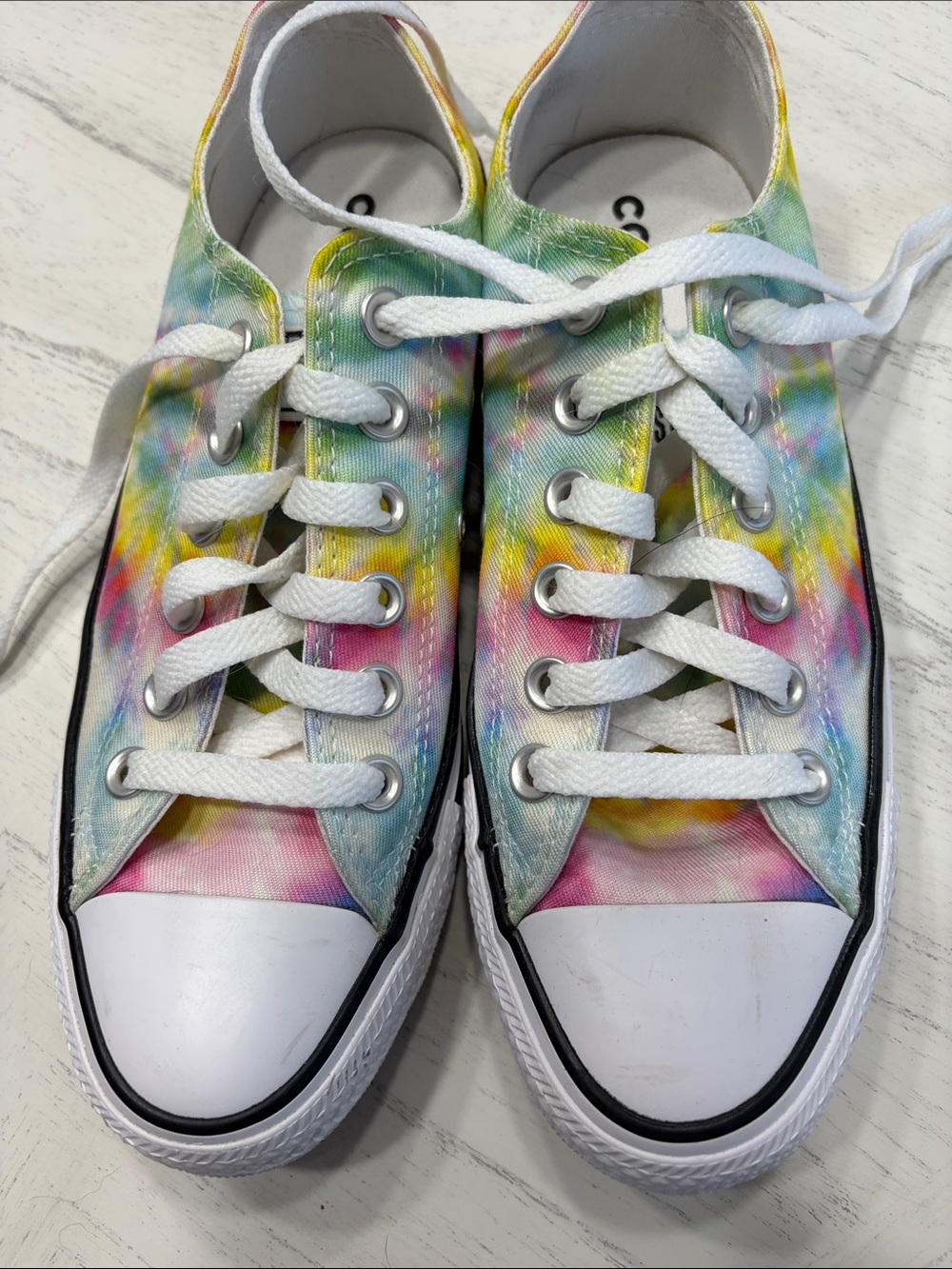 Converse Low Top Tie-Dye Canvas Sneakers in Multicolor with White Laces
